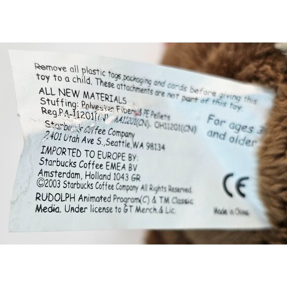 Starbucks Bearista Rudolph The Red-Nosed Reindeer Plush Toy 2003 Edition - Picture 10 of 16